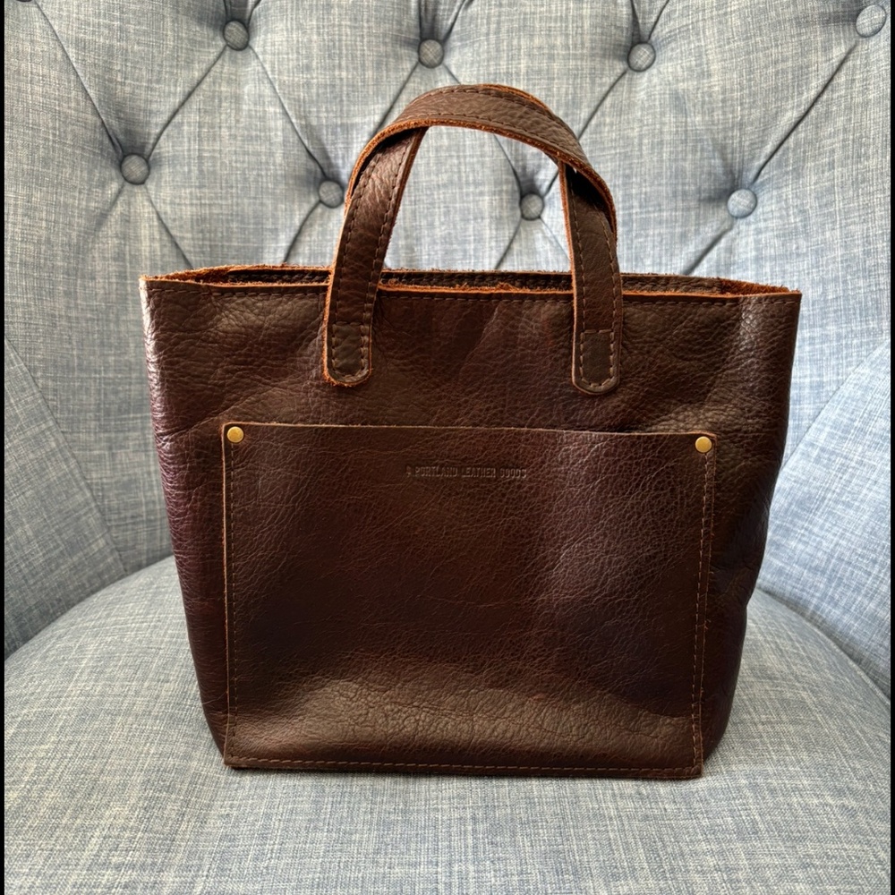 Portland Leather Goods Mini Crossbody Tote, Coldbrew